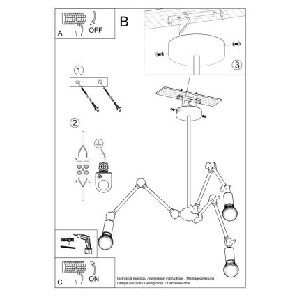 Lampadario a sospensione STARK 3xE27/60W/230V