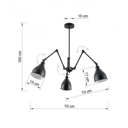 Lampadario a sospensione STARK SHADE 3xE27/60W/230V