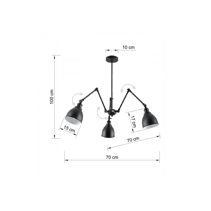 Lampadario a sospensione STARK SHADE 3xE27/60W/230V