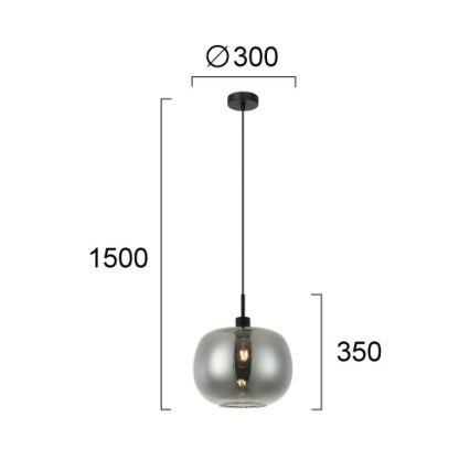 Lampadario a sospensione su cavo ALAN 1xE27/40W/230V nero fumé