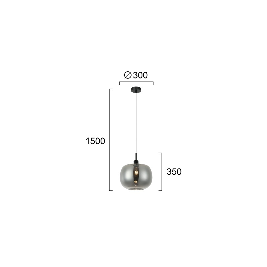 Lampadario a sospensione su cavo ALAN 1xE27/40W/230V nero fumé
