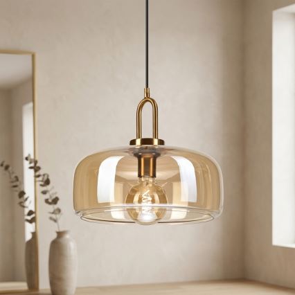 Lampadario a sospensione su cavo AMAYA 1xE27/15W/230V oro/beige fumé