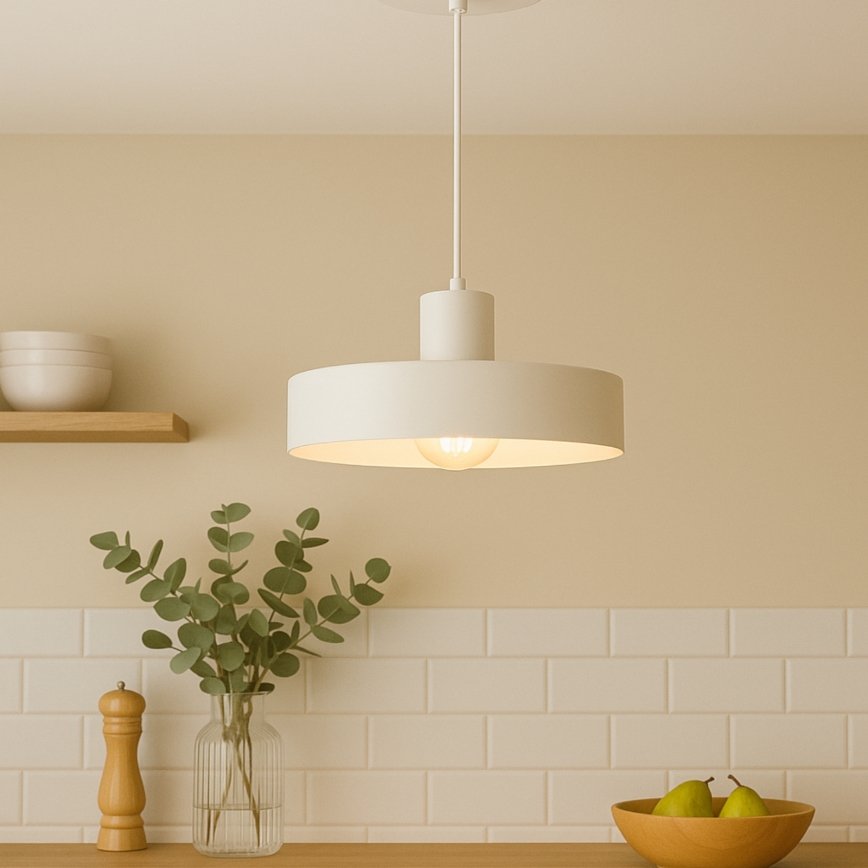 Lampadario a sospensione su cavo ARCANE 1xE27/60W/230V bianco