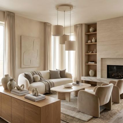 Lampadario a sospensione su cavo ARDEN 3xE27/15W/230V Ø 30 cm beige