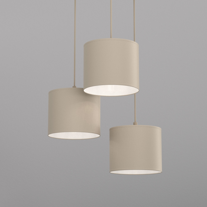 Lampadario a sospensione su cavo ARDEN 3xE27/15W/230V Ø 30 cm beige