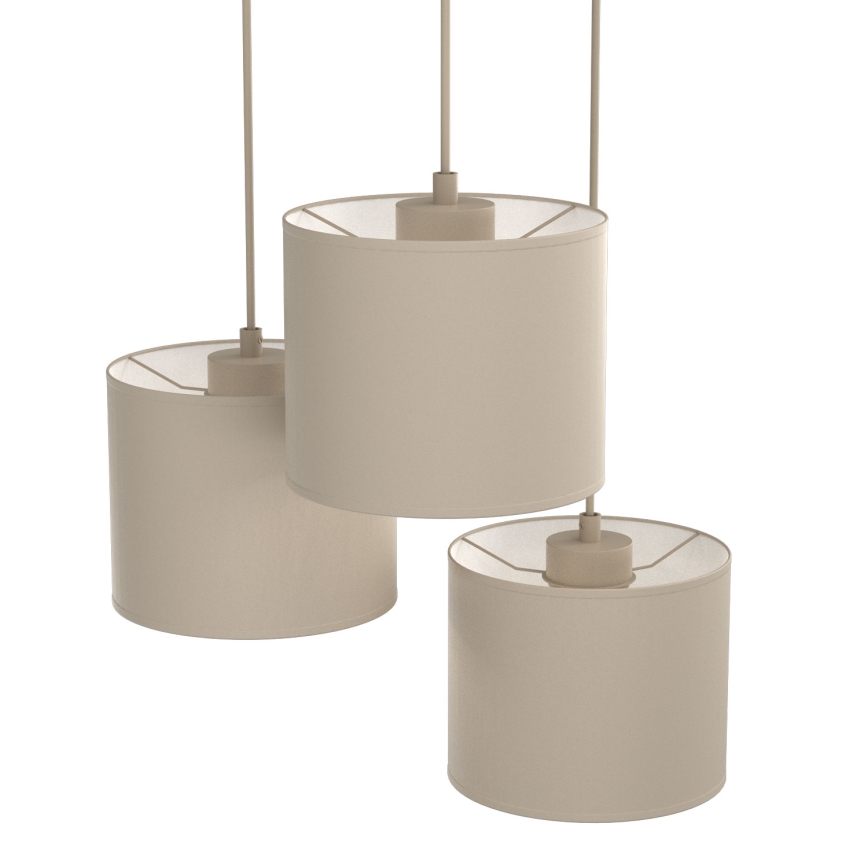 Lampadario a sospensione su cavo ARDEN 3xE27/15W/230V Ø 30 cm beige