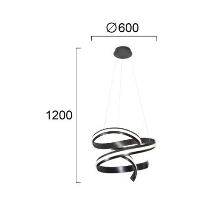 Lampadario a sospensione su cavo AREZIA LED/62W/230V, nero