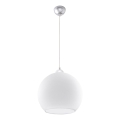 Lampadario a sospensione su cavo BALL 1xE27/15W/230V Ø 30 cm bianco/cromo lucido