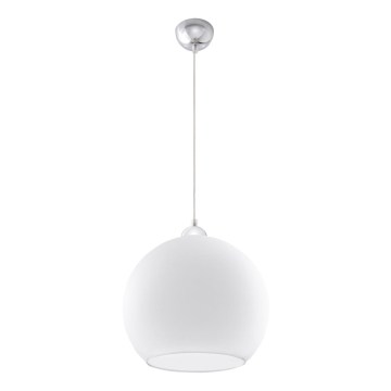 Lampadario a sospensione su cavo BALL 1xE27/15W/230V Ø 30 cm bianco/cromo lucido