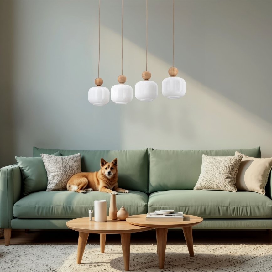 Lampadario a sospensione su cavo BALLO 4xE14/10W/230V beige