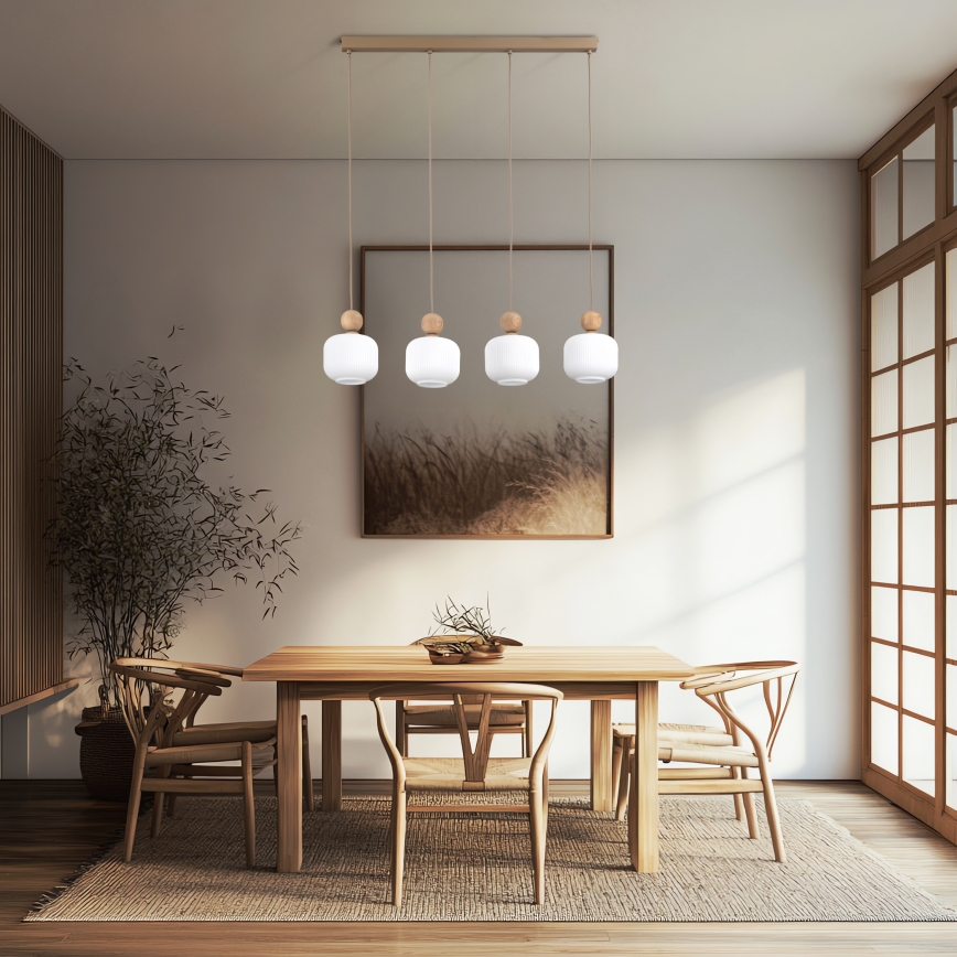 Lampadario a sospensione su cavo BALLO 4xE14/10W/230V beige