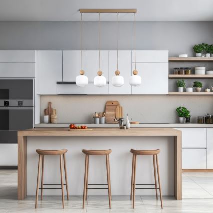 Lampadario a sospensione su cavo BALLO 4xE14/10W/230V beige