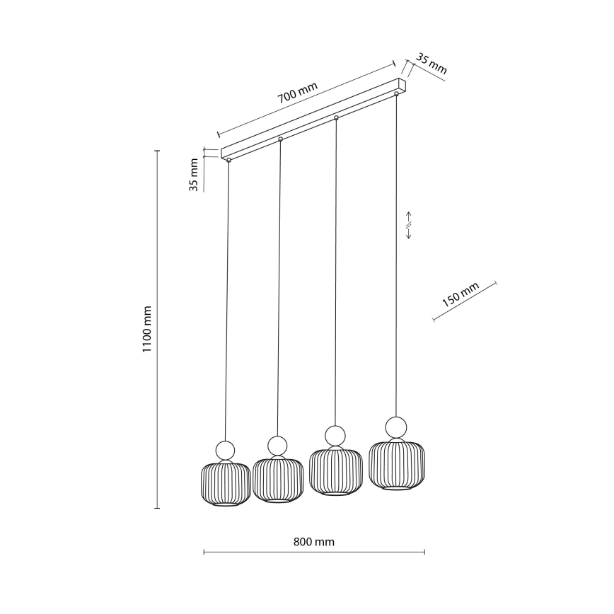 Lampadario a sospensione su cavo BALLO 4xE14/10W/230V beige