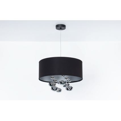 Lampadario a sospensione su cavo BUBBLE 1xE27/60W/230V diam. 40 cm nero