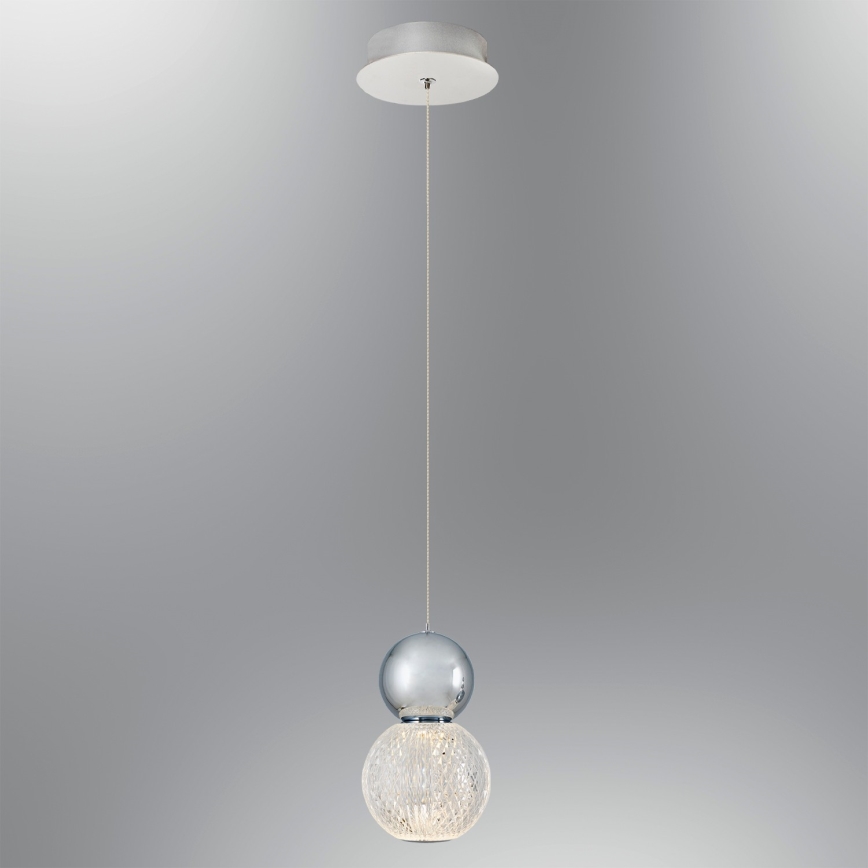 Lampadario a sospensione su cavo CREMONA LED/5W/230V 3000K cromo opaco