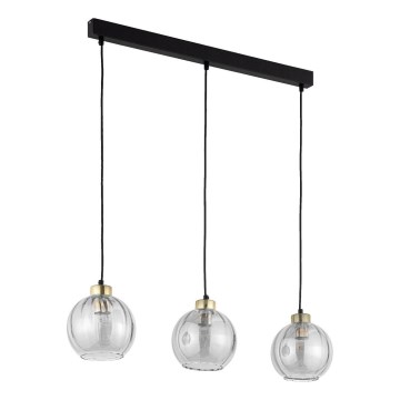 Lampadario a sospensione su cavo DEVI 3xE27/15W/230V nero/fumé