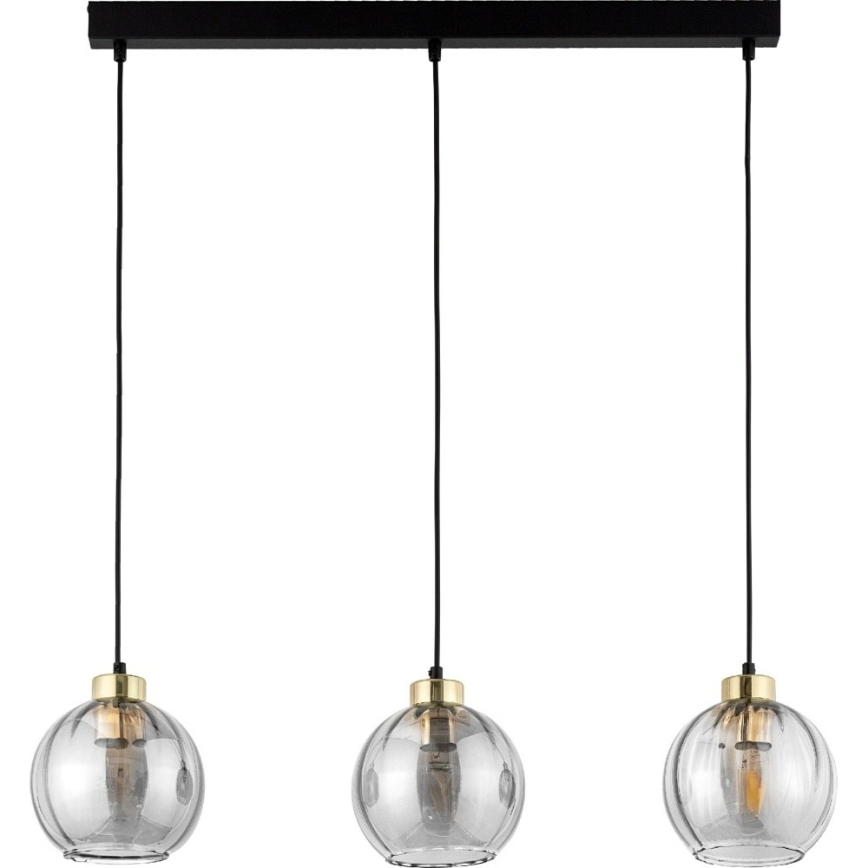 Lampadario a sospensione su cavo DEVI 3xE27/15W/230V nero/fumé