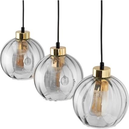 Lampadario a sospensione su cavo DEVI 3xE27/15W/230V nero/fumé