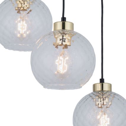Lampadario a sospensione su cavo DEVON 3xE27/15W/230V nero/trasparente