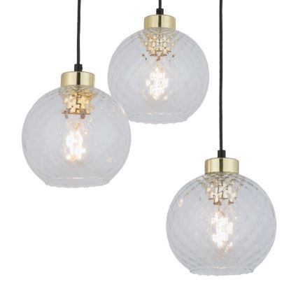 Lampadario a sospensione su cavo DEVON 3xE27/15W/230V nero/trasparente