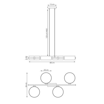 Lampadario a sospensione su cavo DRUMZ 4xE14/10W/230V marrone