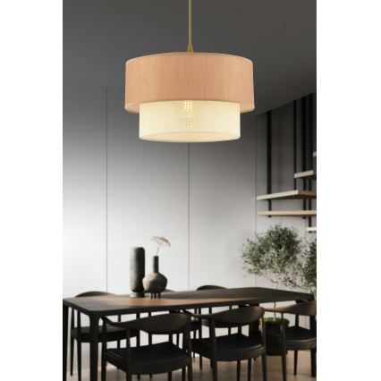Lampadario a sospensione su cavo ECHO 1xE27/60W/230V marrone/crema