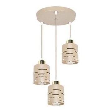 Lampadario a sospensione su cavo ELEN 3xE27/35W/230V Ø 29 cm beige/oro