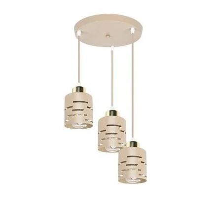 Lampadario a sospensione su cavo ELEN 3xE27/35W/230V Ø 29 cm beige/oro