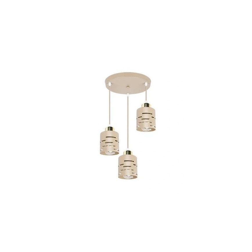 Lampadario a sospensione su cavo ELEN 3xE27/35W/230V Ø 29 cm beige/oro