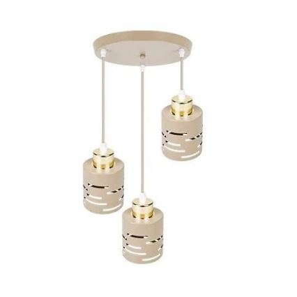 Lampadario a sospensione su cavo ELEN 3xE27/35W/230V Ø 29 cm beige/oro