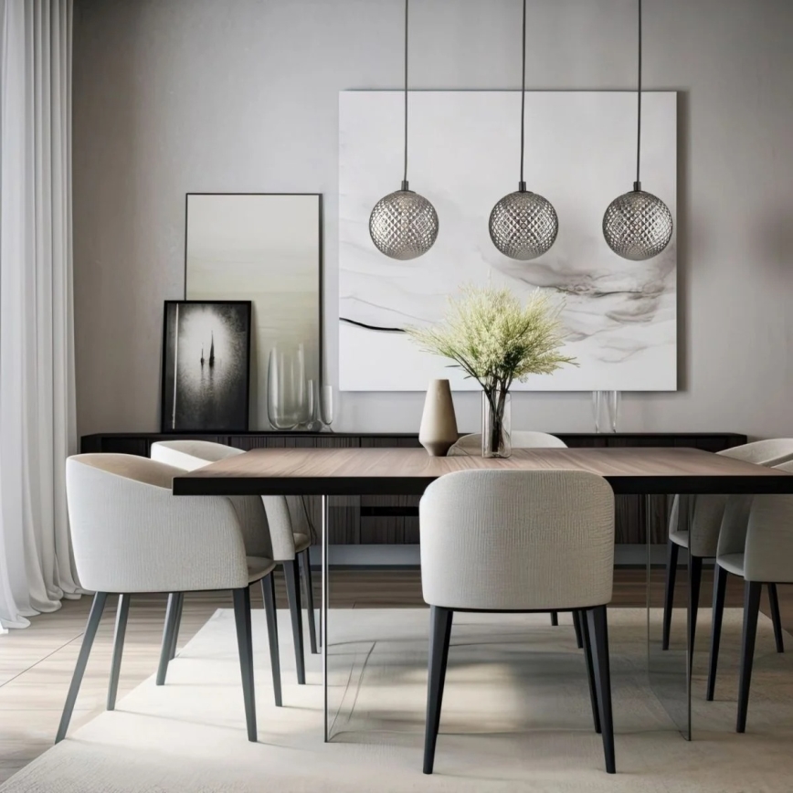 Lampadario a sospensione su cavo ELENA 3xG9/6W/230V nero/grigio fumé