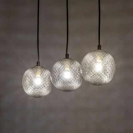 Lampadario a sospensione su cavo ELENA 3xG9/6W/230V nero/grigio fumé