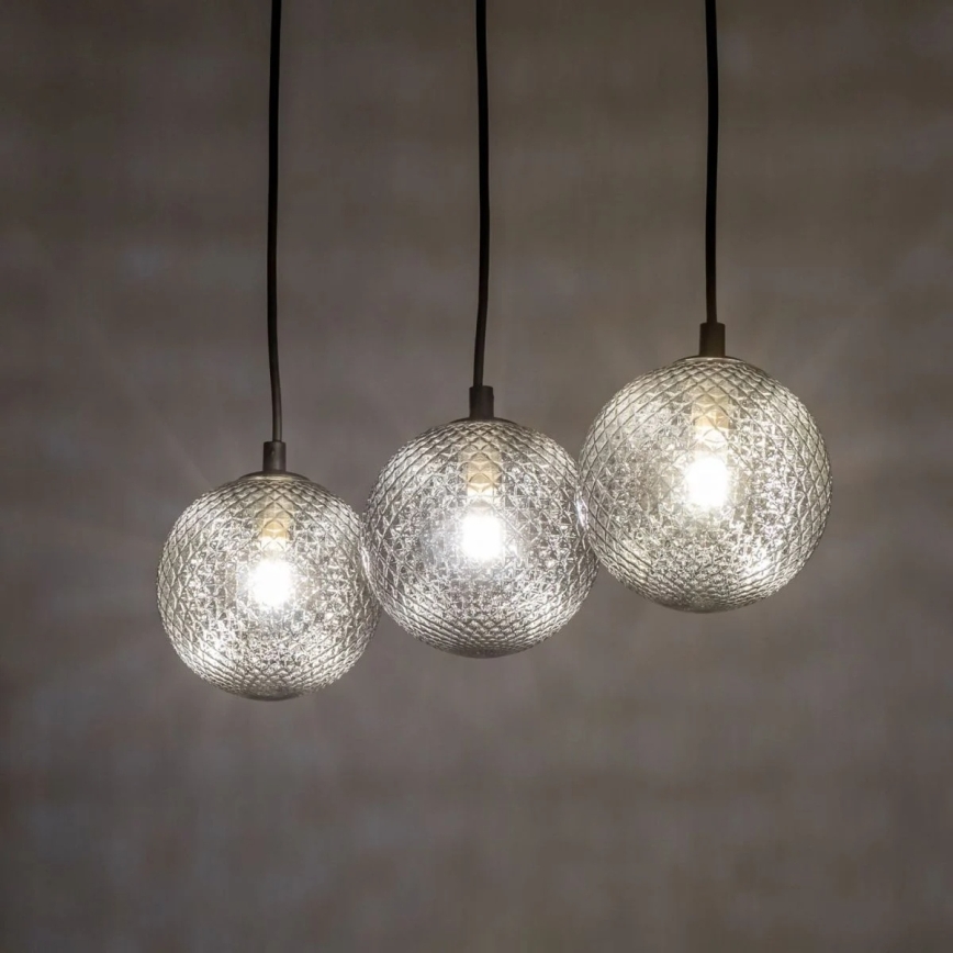 Lampadario a sospensione su cavo ELENA 3xG9/6W/230V nero/grigio fumé