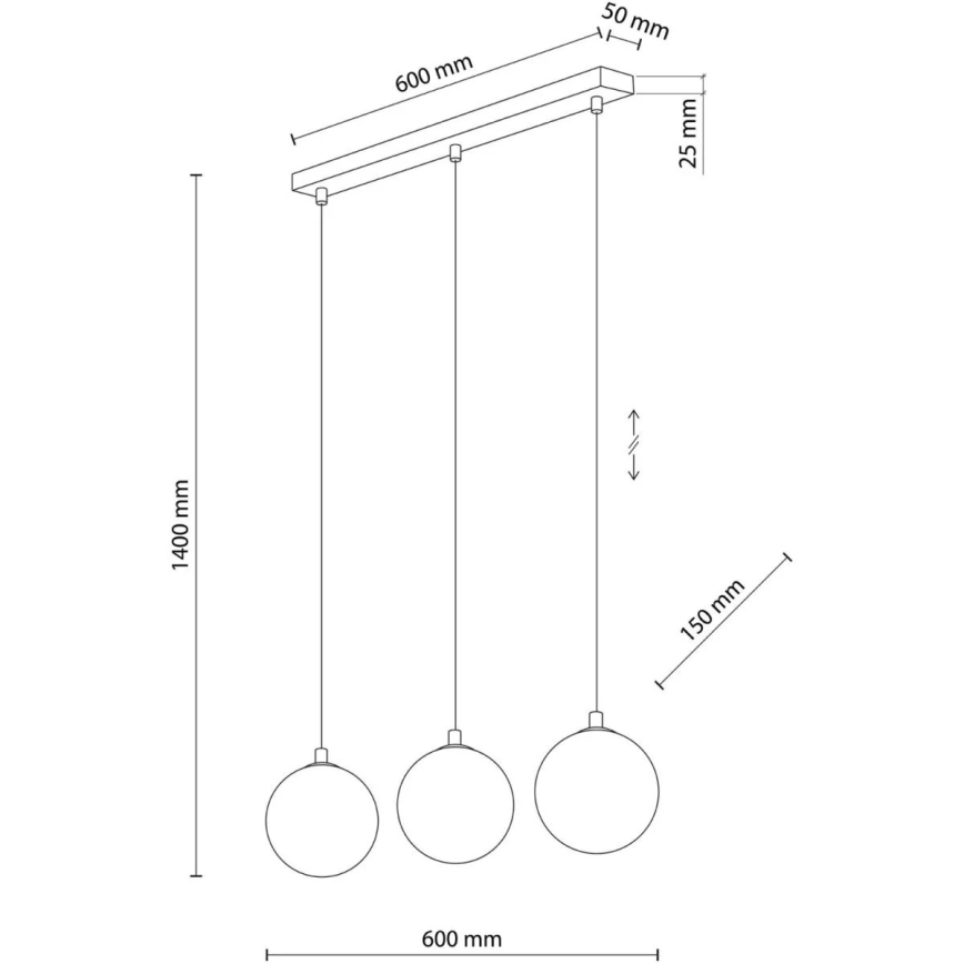 Lampadario a sospensione su cavo ELENA 3xG9/6W/230V nero/grigio fumé