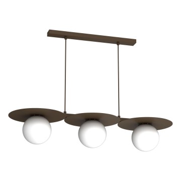 Lampadario a sospensione su cavo FLAT 3xE27/15W/230V marrone