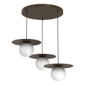 Lampadario a sospensione su cavo FLAT 3xE27/15W/230V marrone