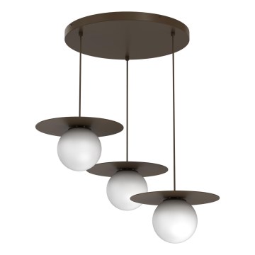Lampadario a sospensione su cavo FLAT 3xE27/15W/230V marrone