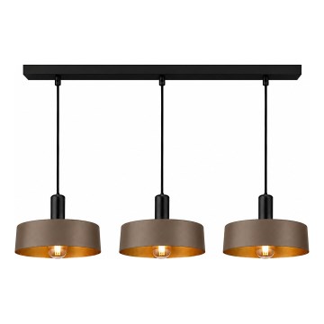 Lampadario a sospensione su cavo HAKI 3xE27/60W/230V marrone/nero