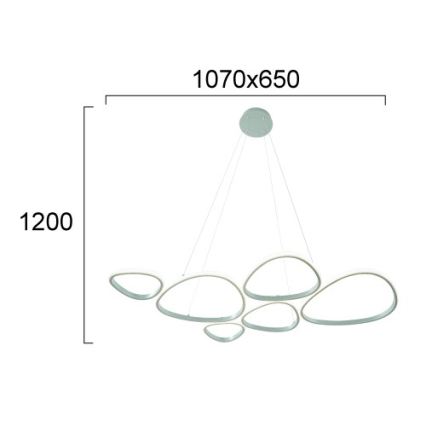 Lampadario a sospensione su cavo HELIX LED/61W/230V, argento