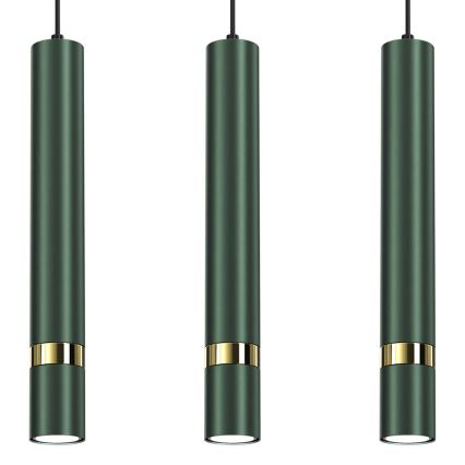 Lampadario a sospensione su cavo JOKER 3xGU10/25W/230V verde/oro