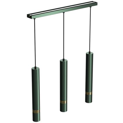 Lampadario a sospensione su cavo JOKER 3xGU10/25W/230V verde/oro