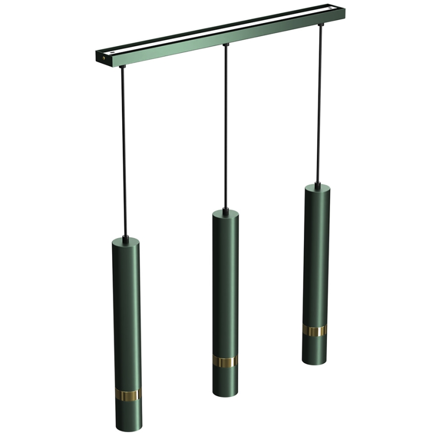 Lampadario a sospensione su cavo JOKER 3xGU10/25W/230V verde/oro