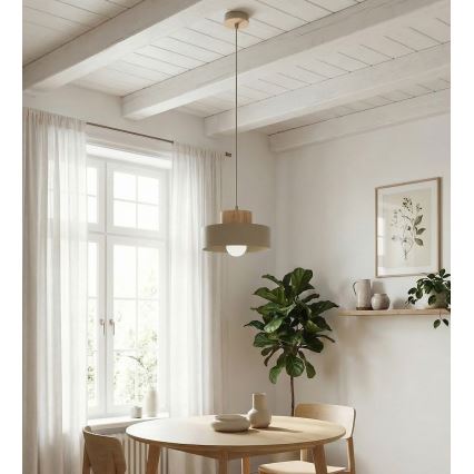 Lampadario a sospensione su cavo KIVI, 1xE27/15W/230V, beige