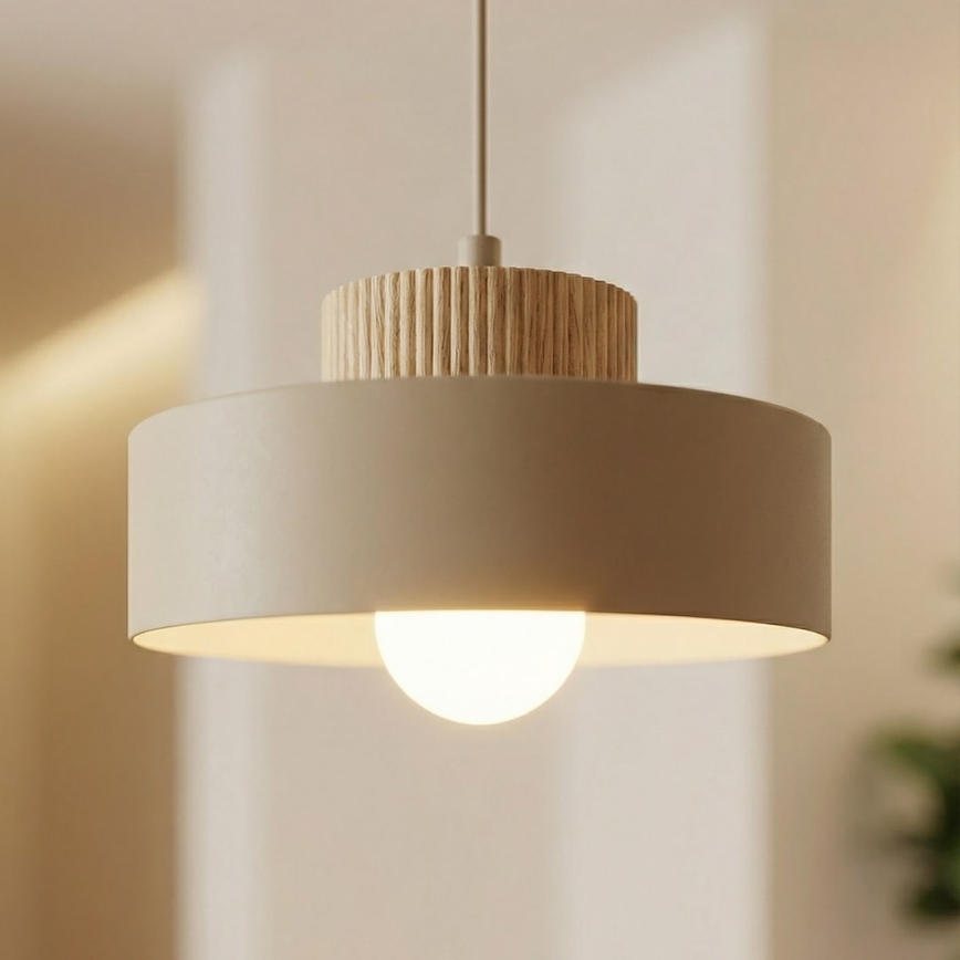 Lampadario a sospensione su cavo KIVI, 1xE27/15W/230V, beige