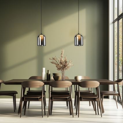 Lampadario a sospensione su cavo KLEA 1xG9/15W/230V nero fumé