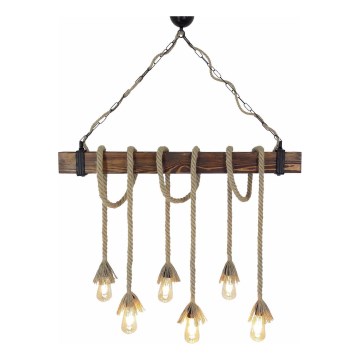 Lampadario a sospensione su cavo KUTUK 6xE27/40W/230V pino
