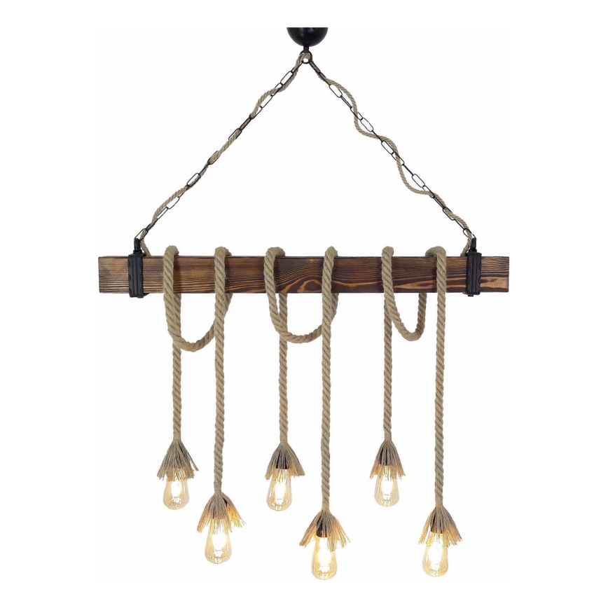 Lampadario a sospensione su cavo KUTUK 6xE27/40W/230V pino