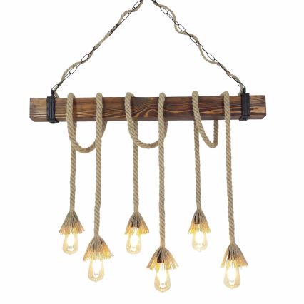 Lampadario a sospensione su cavo KUTUK 6xE27/40W/230V pino
