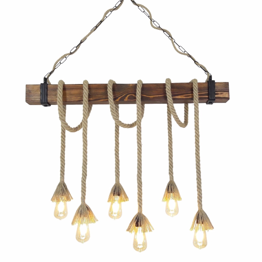 Lampadario a sospensione su cavo KUTUK 6xE27/40W/230V pino