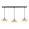 Lampadario a sospensione su cavo LATTE 3xE27/60W/230V beige/nero/oro